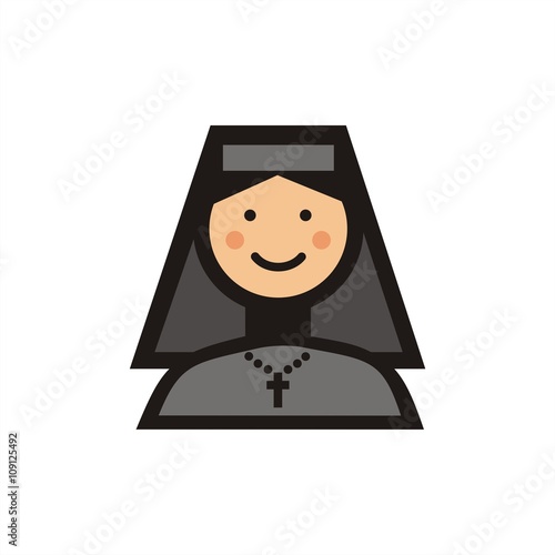 Icono de una monja. Ilustración vectorial aislada