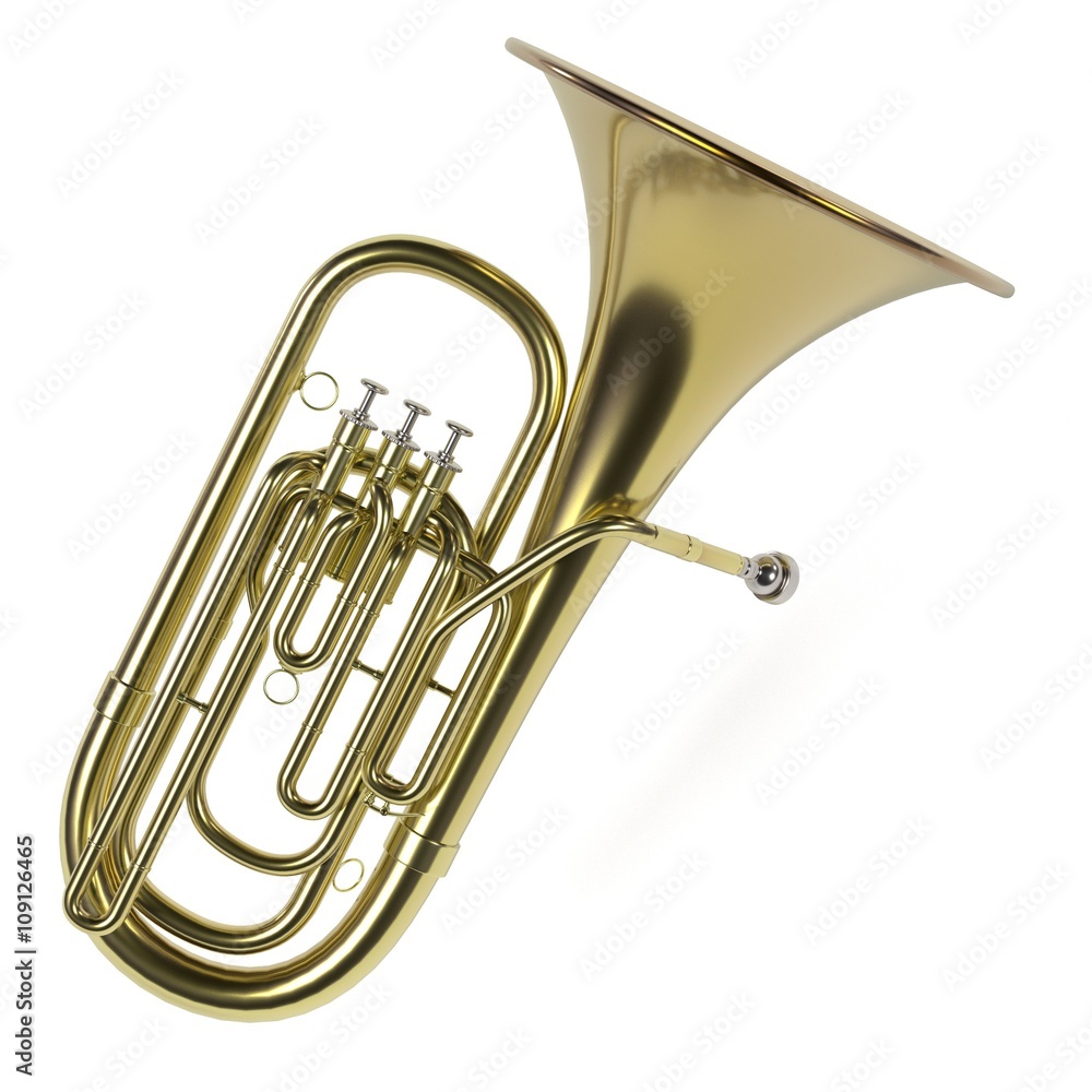 Obraz premium 3d rendering of tuba musical instrument