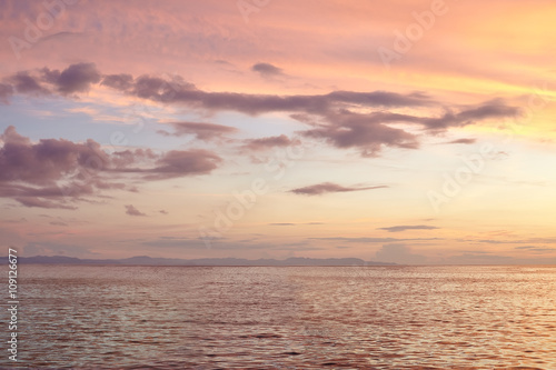 beautiful colorful sunset on sea