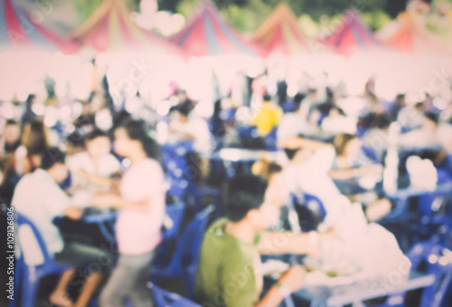 Food Festival with Blurred People Background