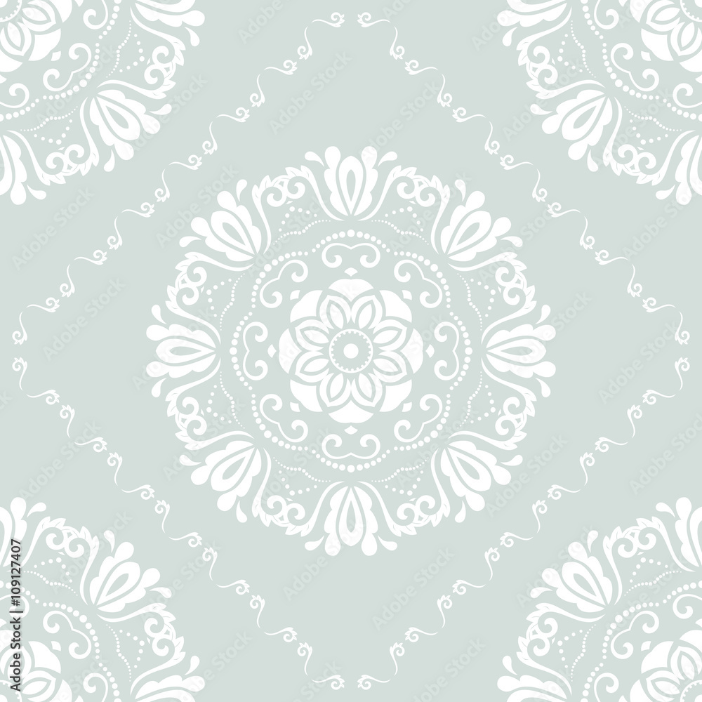 Oriental classic light blue and white ornament. Seamless abstract pattern. Fine orient background for design and decorate Oriental classic light blue and white ornament. Seamless abstract pattern. Fine orient background for design and decorate