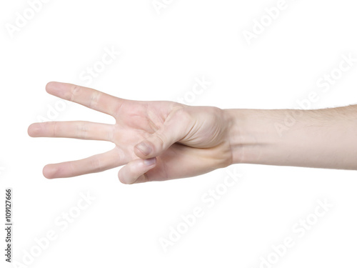 gesturing three