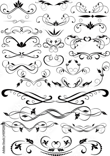 Set of small decorative calligraphic elements for design