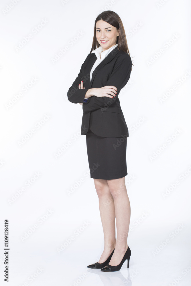 Portrait of happy young business woman isolated on white background Portrait of happy young business woman isolated on white background