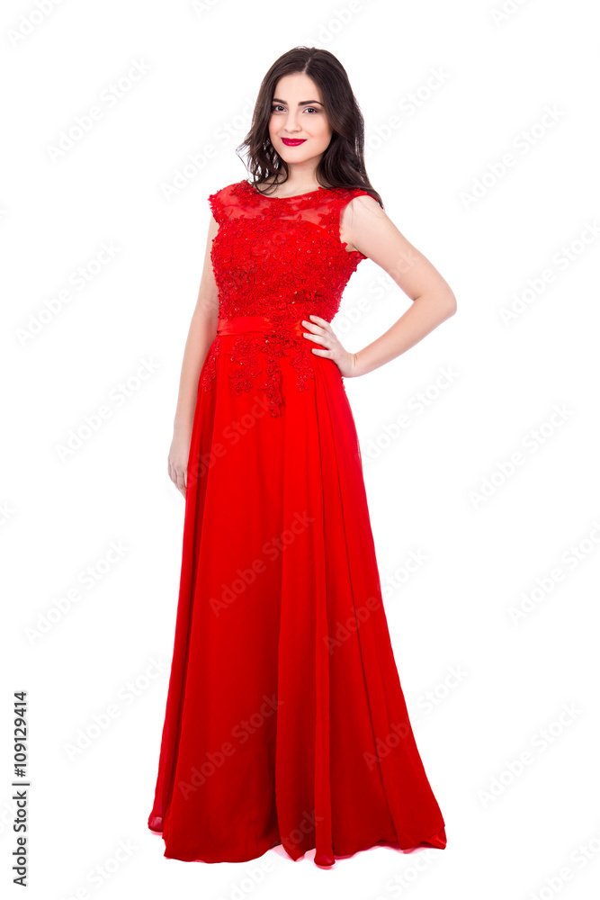full length portrait of young beautiful woman in red dress isola full length portrait of young beautiful woman in red dress isola