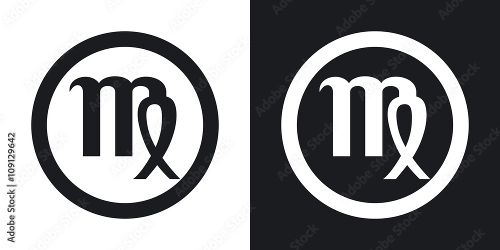 Zodiac sign Virgo. Two-tone version on black and white backgroun