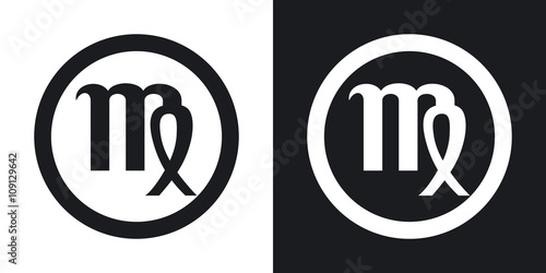 Zodiac sign Virgo. Two-tone version on black and white backgroun
