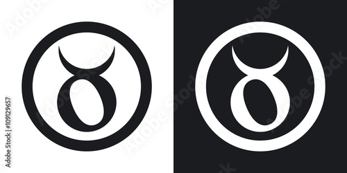 Zodiac sign Taurus. Two-tone version on black and white backgrou