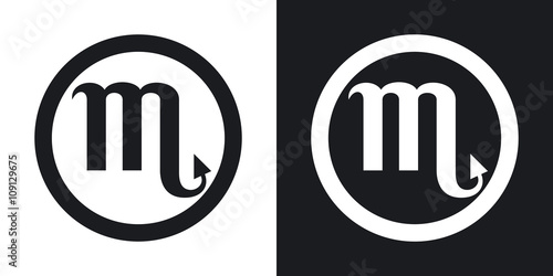 Zodiac sign Scorpio. Two-tone version on black and white backgro