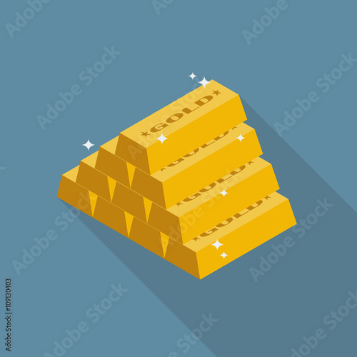 Gold ingots flat icon