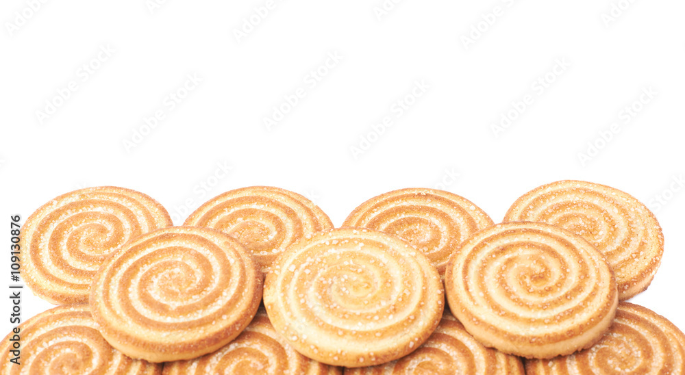 Pile of cookies isolated over the white background Pile of cookies isolated over the white background