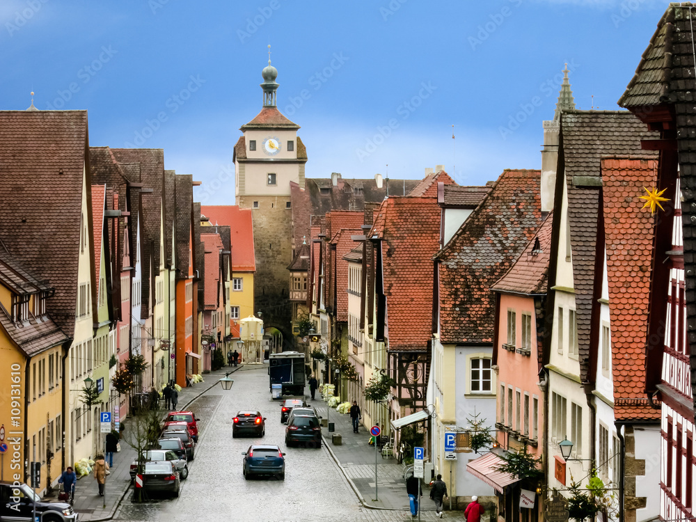 Obraz premium Cityscape of the medieval town. Rothenburg, Bavaria, Germany.
