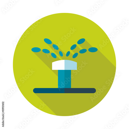 Water sprinkler, irrigation flat vector icon