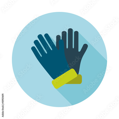 Rubber garden gloves flat vector icon