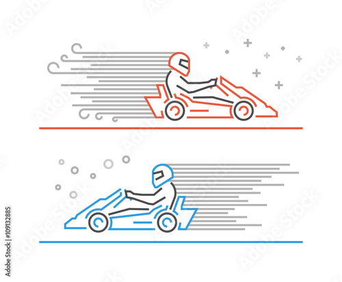 Multicolored line go kart logo
