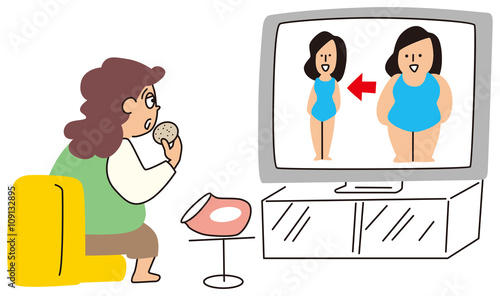 ダイエットのCMをみる女性