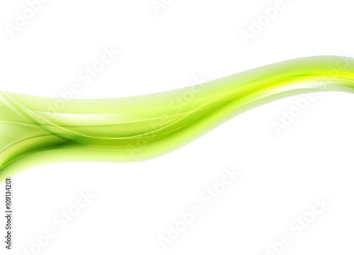 Bright green soft abstract wave on white background
