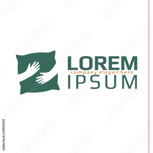 Vector of Pillow icon. Pillow icon with text. Business icon for the company. This concept graphic also represents linens industry. Good Night. Vector illustration.