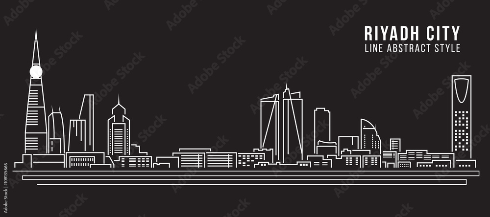 Cityscape Building Line art Vector Illustration design - Riyadh city