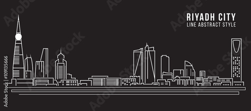 Cityscape Building Line art Vector Illustration design - Riyadh city