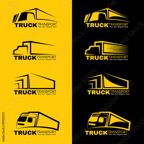 Black and yellow truck transport logo vector design