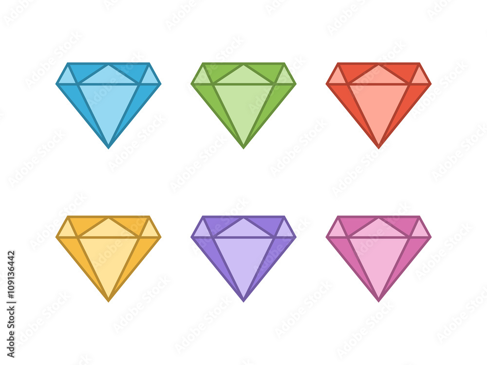 Vector line icon set diamonds Vector line icon set diamonds