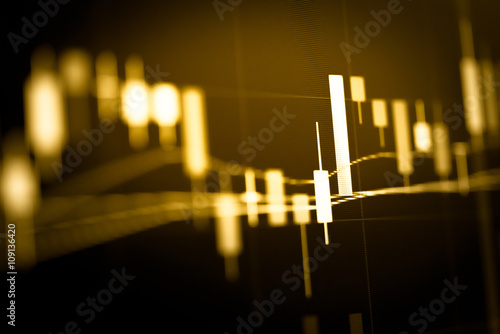 Candle stick graph chart of stock market investment trading. Tra photo