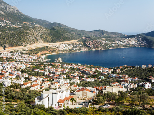 Coastal town at mediterranean sea. Kalkan, Turkey. photo