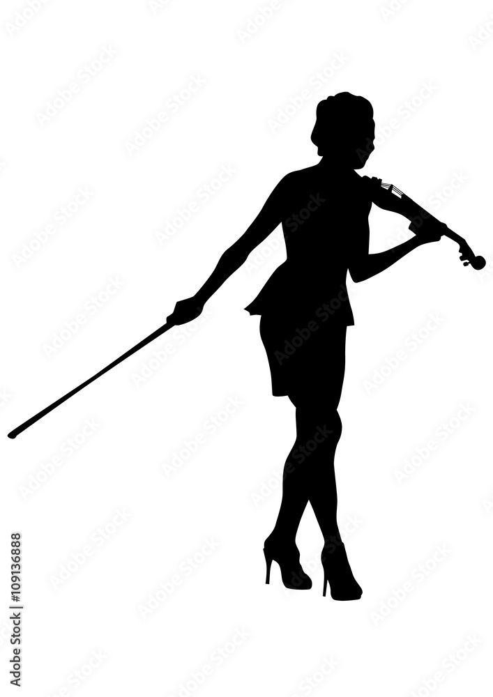 Girl with violin on a white background Girl with violin on a white background