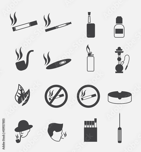 smoking silhouettes icon set (include electronic cigarette)
