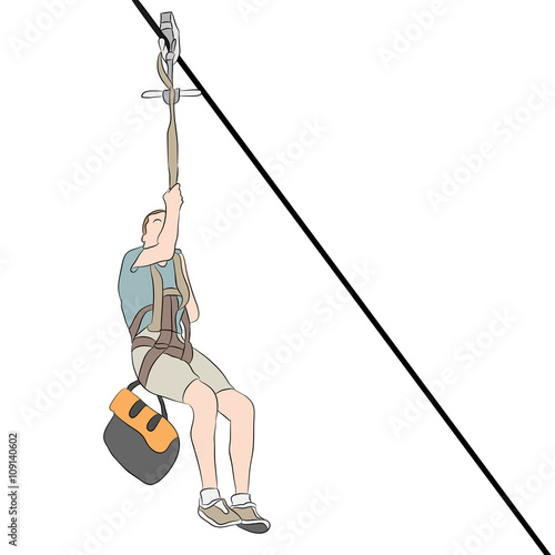 Young Skinny Man Zip line