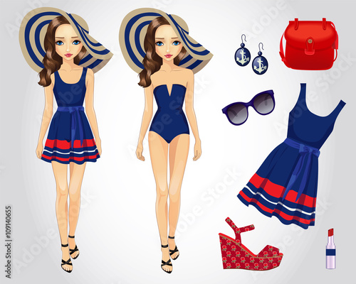 Fashion Blue Beach Set For Girl