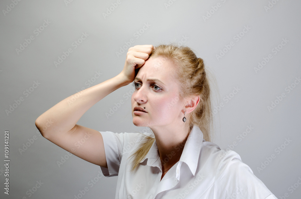 Portrait of a beautiful young woman thinking Portrait of a beautiful young woman thinking