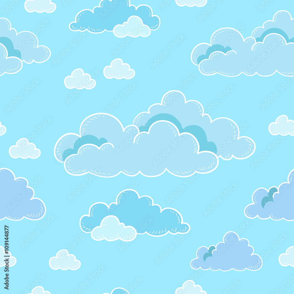 Seamless pattern of sky and clouds. Cartoon vector. Seamless pattern of sky and clouds. Cartoon vector.