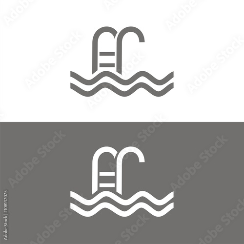 Icono de piscina sobre fondos blanco y negro. Ilustración vectorial