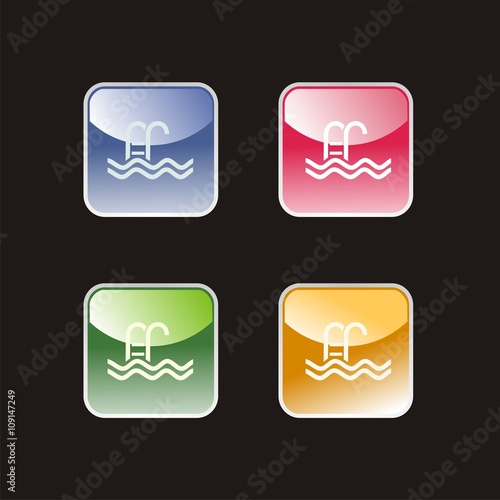 Icono de piscina sobre fondos de colores. ilustración vectorial