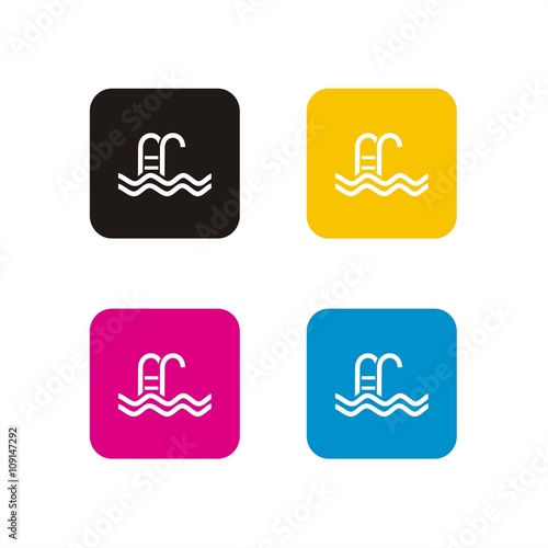Icono de piscina sobre fondos de colores. ilustración vectorial