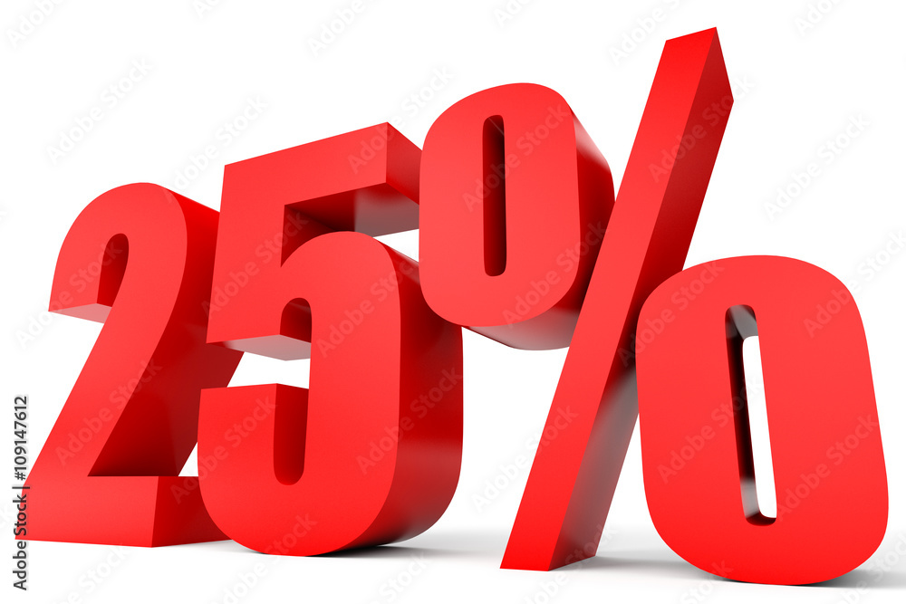 Discount 25 percent off. 3D illustration. Discount 25 percent off. 3D illustration.