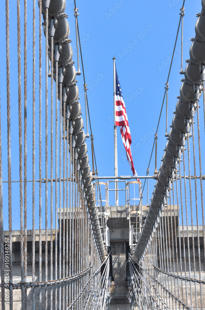 Fototapeta premium Brooklyn Bridge seen from the pedestrian walkway