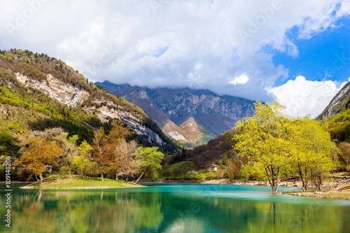 Turquoise lake in the mountains.