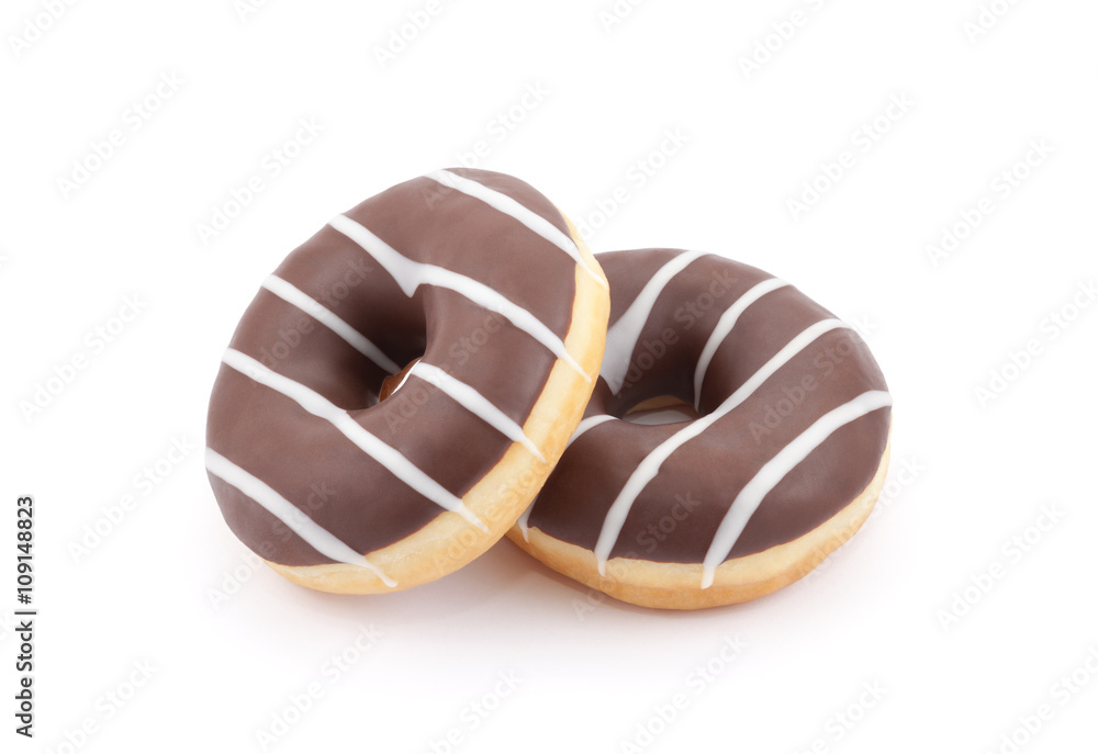 Two chocolate donuts isolated on white with clipping path Two chocolate donuts isolated on white with clipping path
