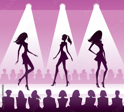 Audience see new clothes at fashion review - vector illustration