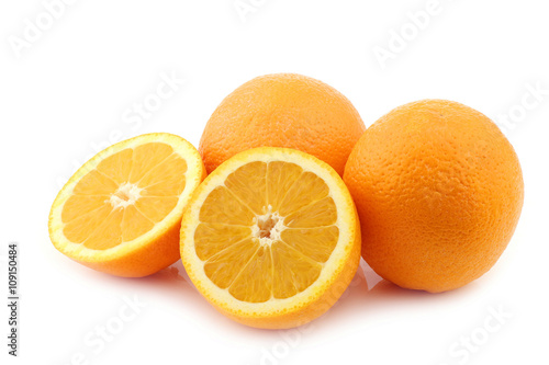 fresh cut oranges  on a white background