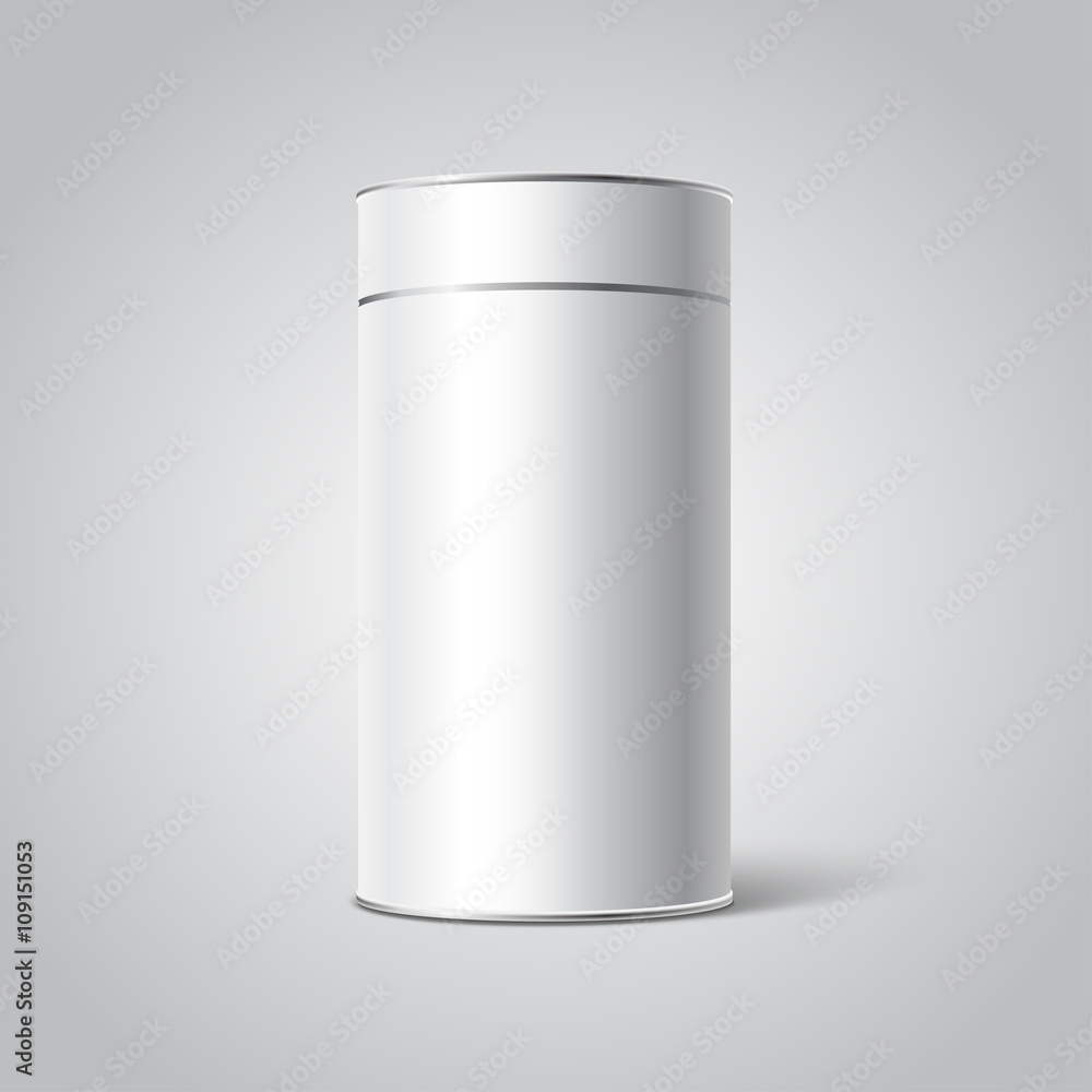 Mockup of White Blank Tincan packaging. Tea, coffee, dry products, gift box. Place your design. Mockup of White Blank Tincan packaging. Tea, coffee, dry products, gift box. Place your design.