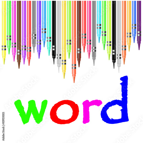 word poster  painted with pastel crayons