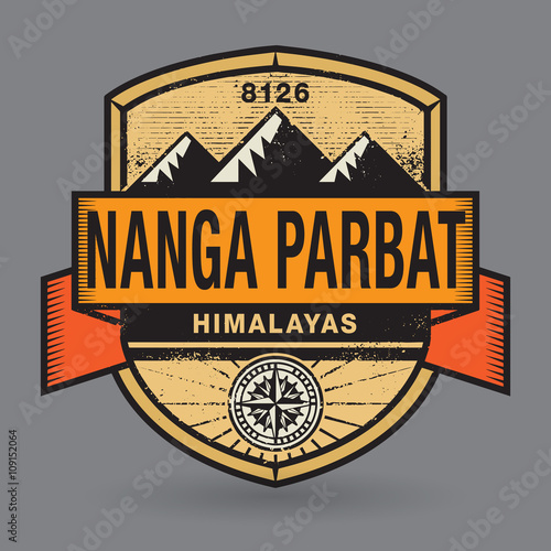 Stamp or vintage emblem with text Nanga Parbat, Himalayas