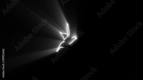 Dove bird flight, Dove of peace - abstract. Loop. Alpha Mask. Clip contains dove, bird, flight, flying, dove of peace, Pigeon, silhouette, isolated.	
