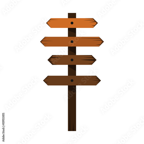 Wood sign in white background