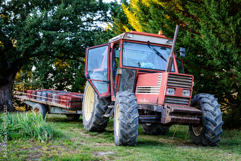 Old tractor with trailer Old tractor with trailer