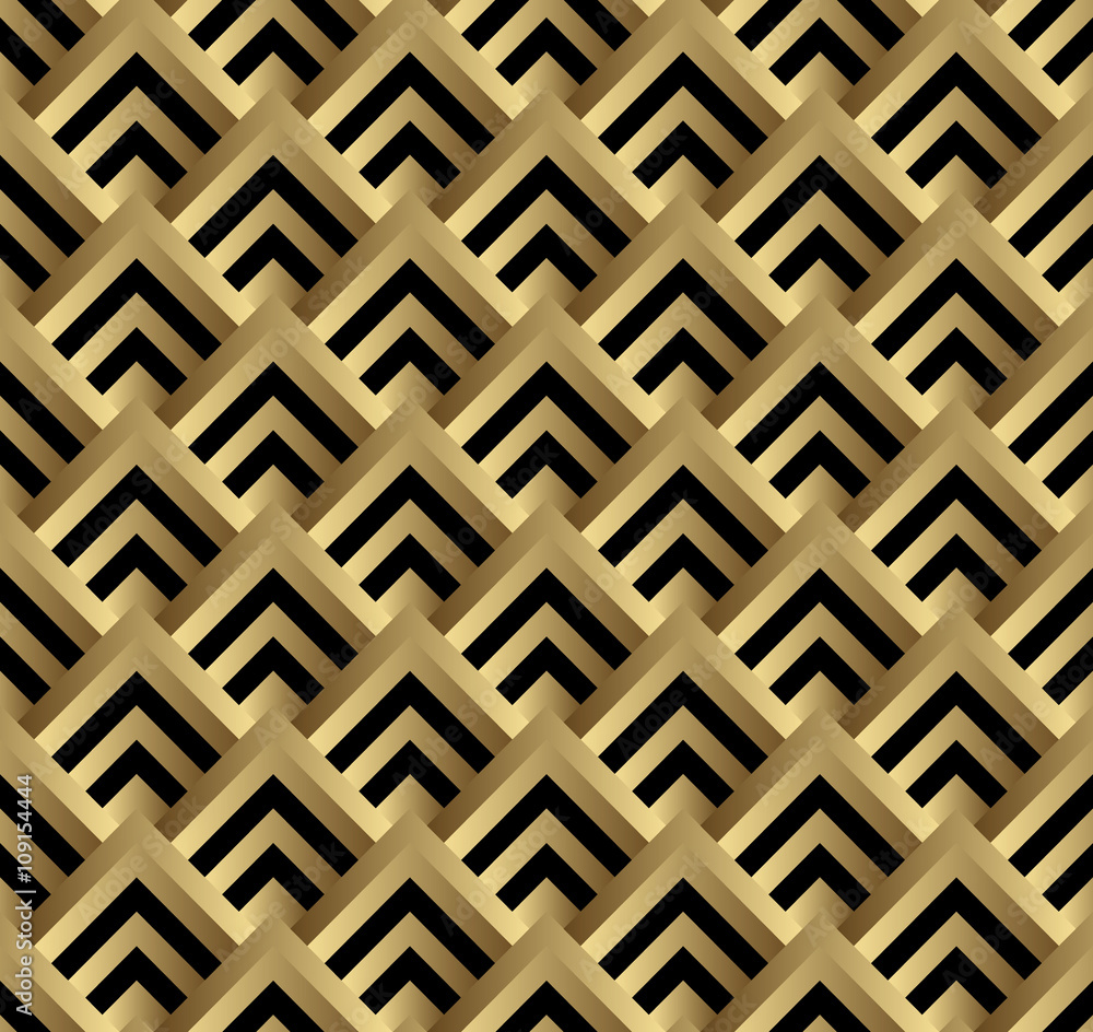 Naklejka premium Seamless black and gold square art deco pattern vector